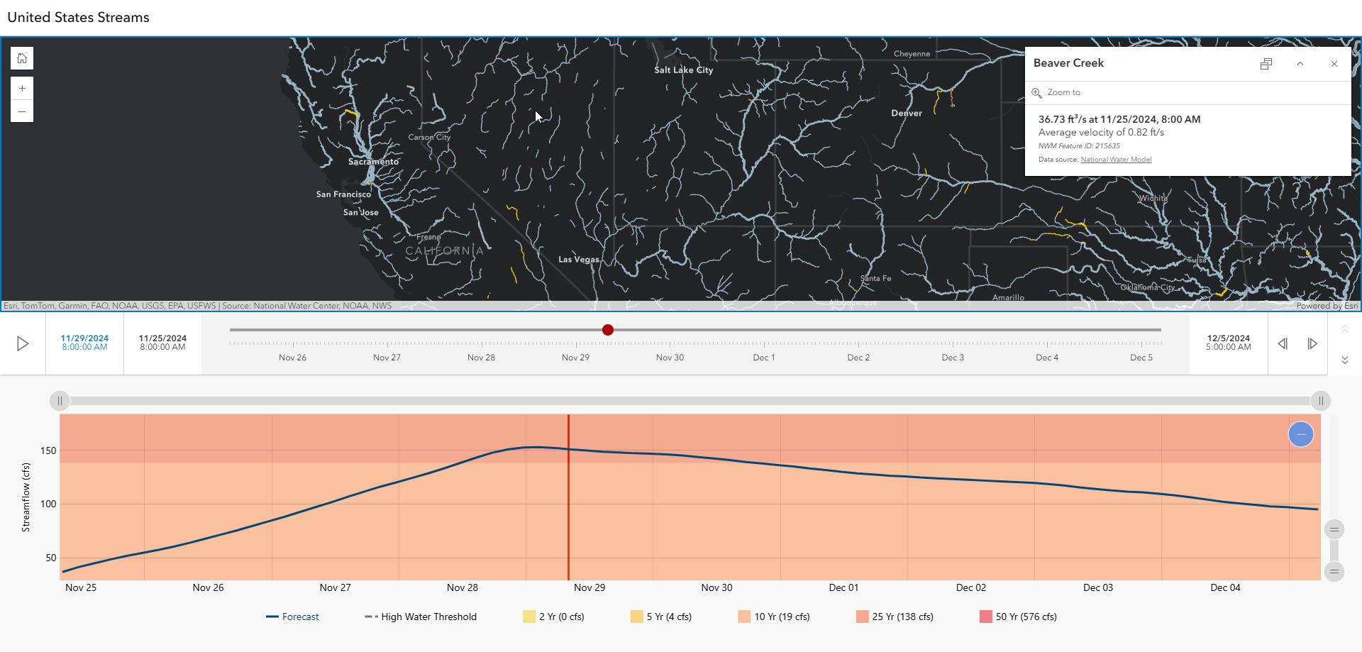 Streamflow VIewer app using the US model.