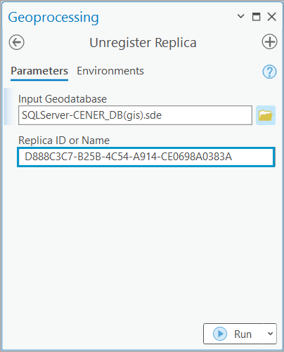 The Unregister Replica geoprocessing tool