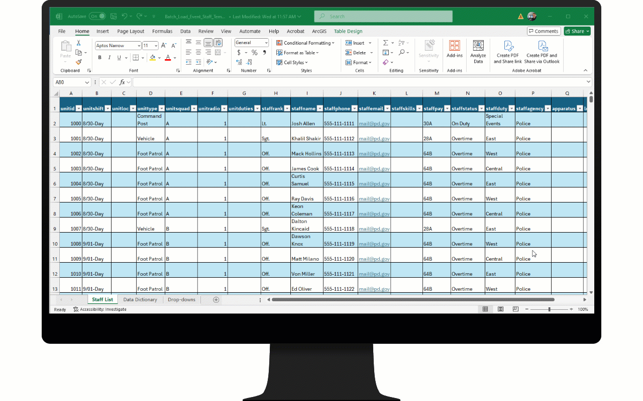 Batch Load Event Staff