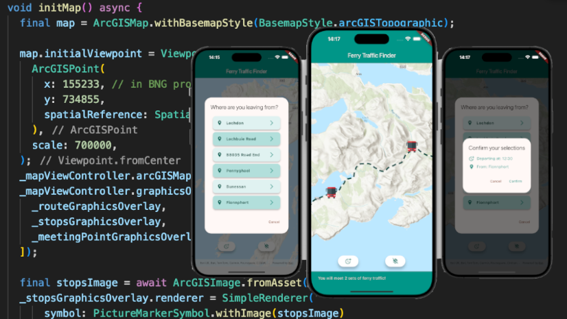 How to map vehicle meeting points using ArcGIS Maps SDK for Flutter