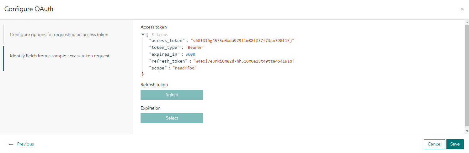 In ArcGIS Velocity, OAuth is being configured.