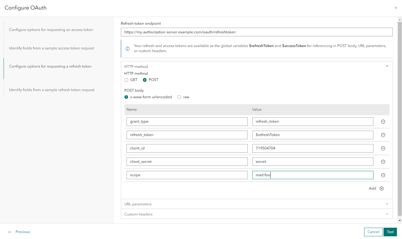 "Configure OAuth" modal in ArcGIS Velocity.