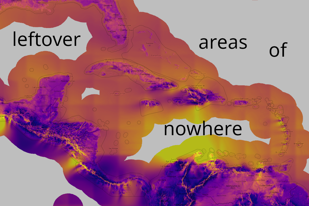 This image shows areas that are not covered by data showing up with an undesirable default behavior.