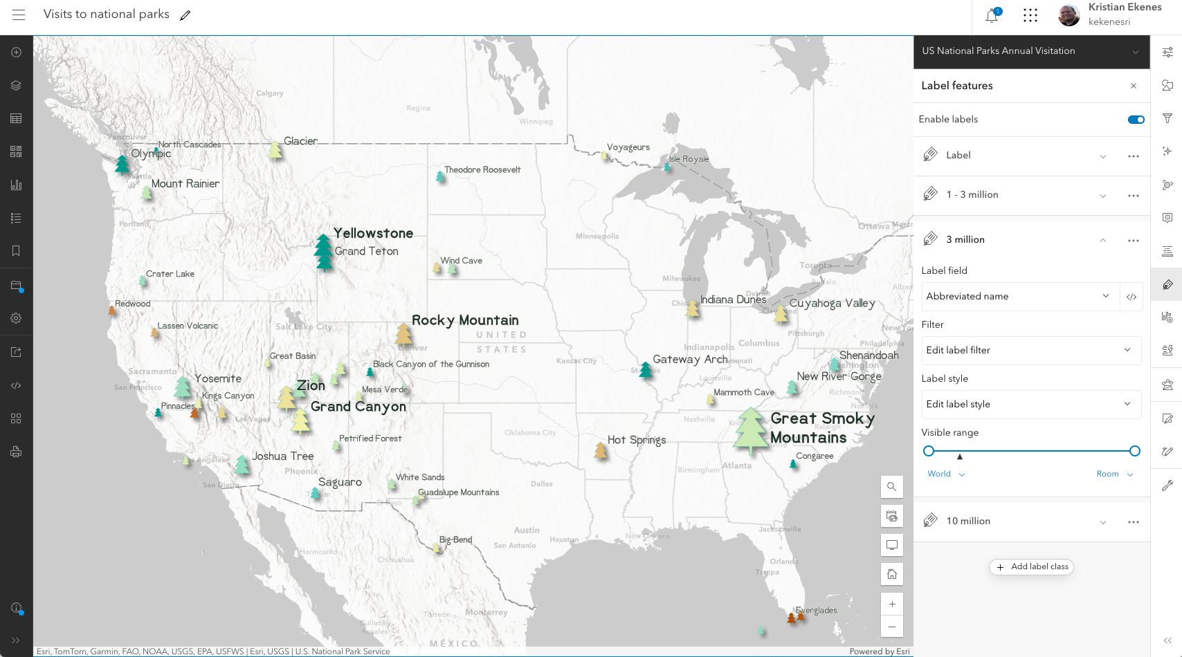 The label configuration panel in Map Viewer. Map Viewer allows you to configure one or more label classes for each layer.