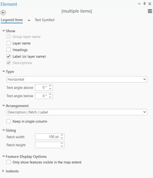 Image of Legend Element pane