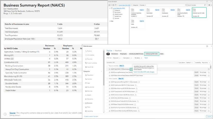 SIC codes transition in Business Analyst