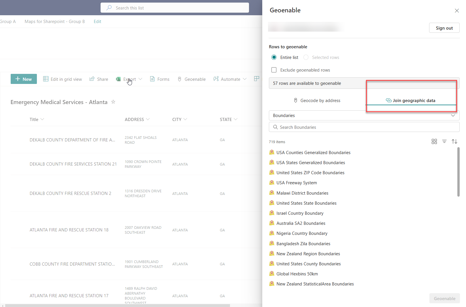 Join geographic data in ArcGIS for SharePoint