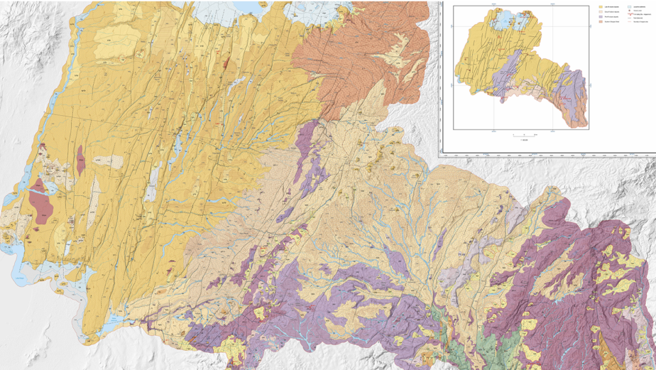 Topographic map in various colors showing the Sidama region of Ethiopia