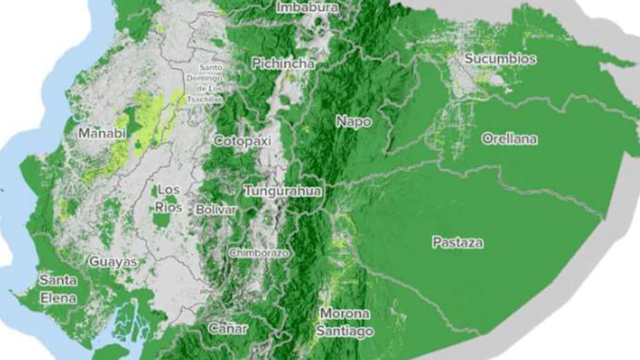 Map of Ecuador showing cocoa-related sustainability risks
