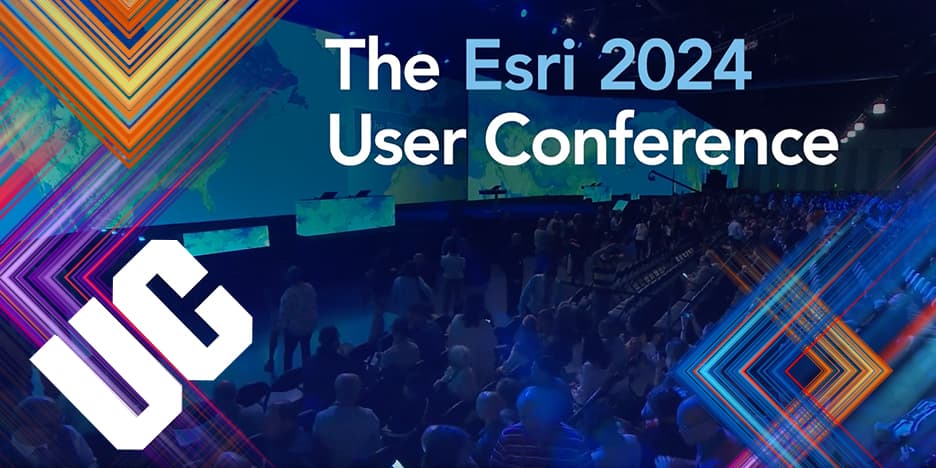 A video for the Esri UC Expo with a play button in the center
