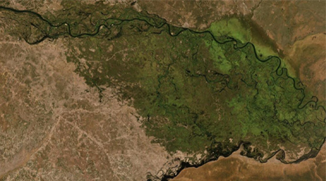 A satellite image of South Africa’s conservation area