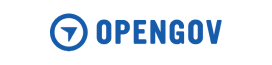 A navy blue OpenGov logo