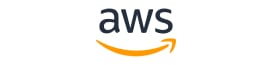 Logo AWS con le lettere "AWS" in nero sopra un profilo giallo che ricorda un sorriso