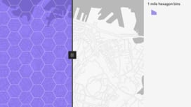 Carte en gris avec des couches d’hexagones dans une zone violette représentant la tessellation, une légende sur sa droite