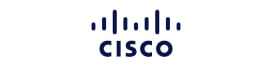شعار شركة Cisco باللون الأسود يتضمن خطوطًا بالأعلى تمثل إشارة رقمية
