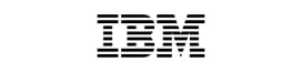 Logotipo preto da IBM com as letras 'IBM' em listras horizontais em negrito
