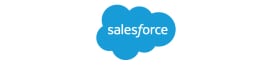 Salesforce-Logo aus weißen Buchstaben vor einer stilisierten blauen Wolke