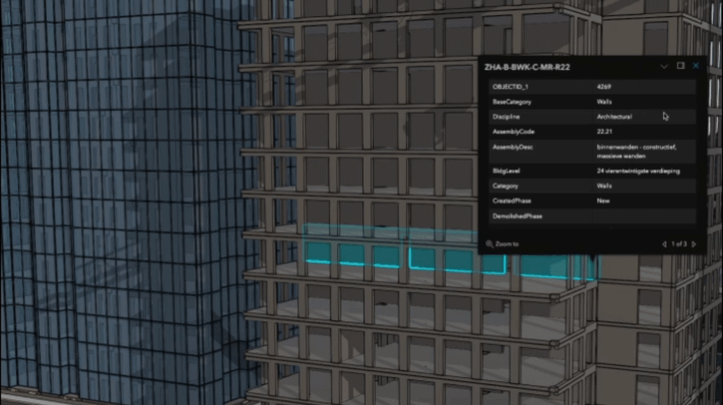 3D-Foto der Seite eines Gebäudes in Grau- und Schwarztönen