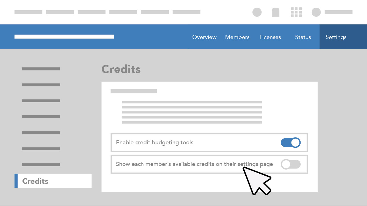 Grafika przedstawiająca interfejs włączania budżetowania kredytów w usłudze ArcGIS Online