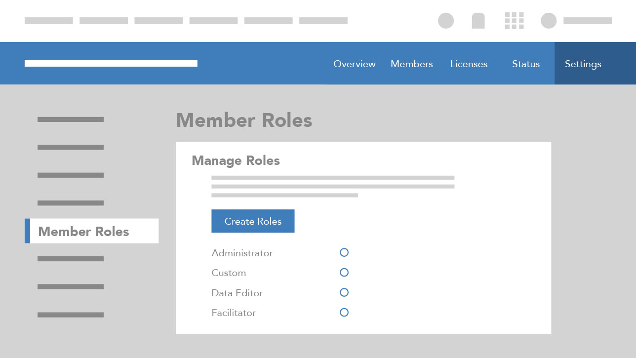 Grafika przedstawiająca interfejs włączania ról członków w usłudze ArcGIS Online