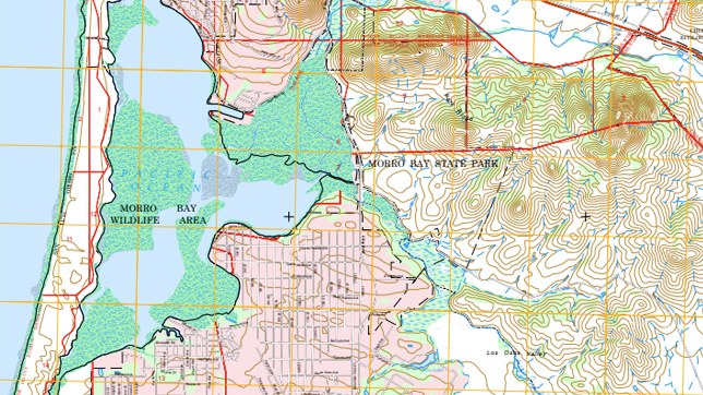 Carte du parc national et de la réserve de faune de Morro Bay 