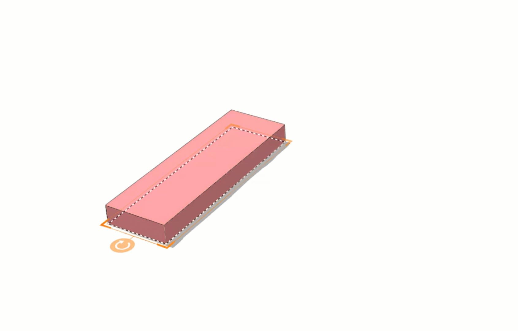 A GIF showing a pink L-shaped shape representing the measurement  tools for measuring 3D buildings and designs