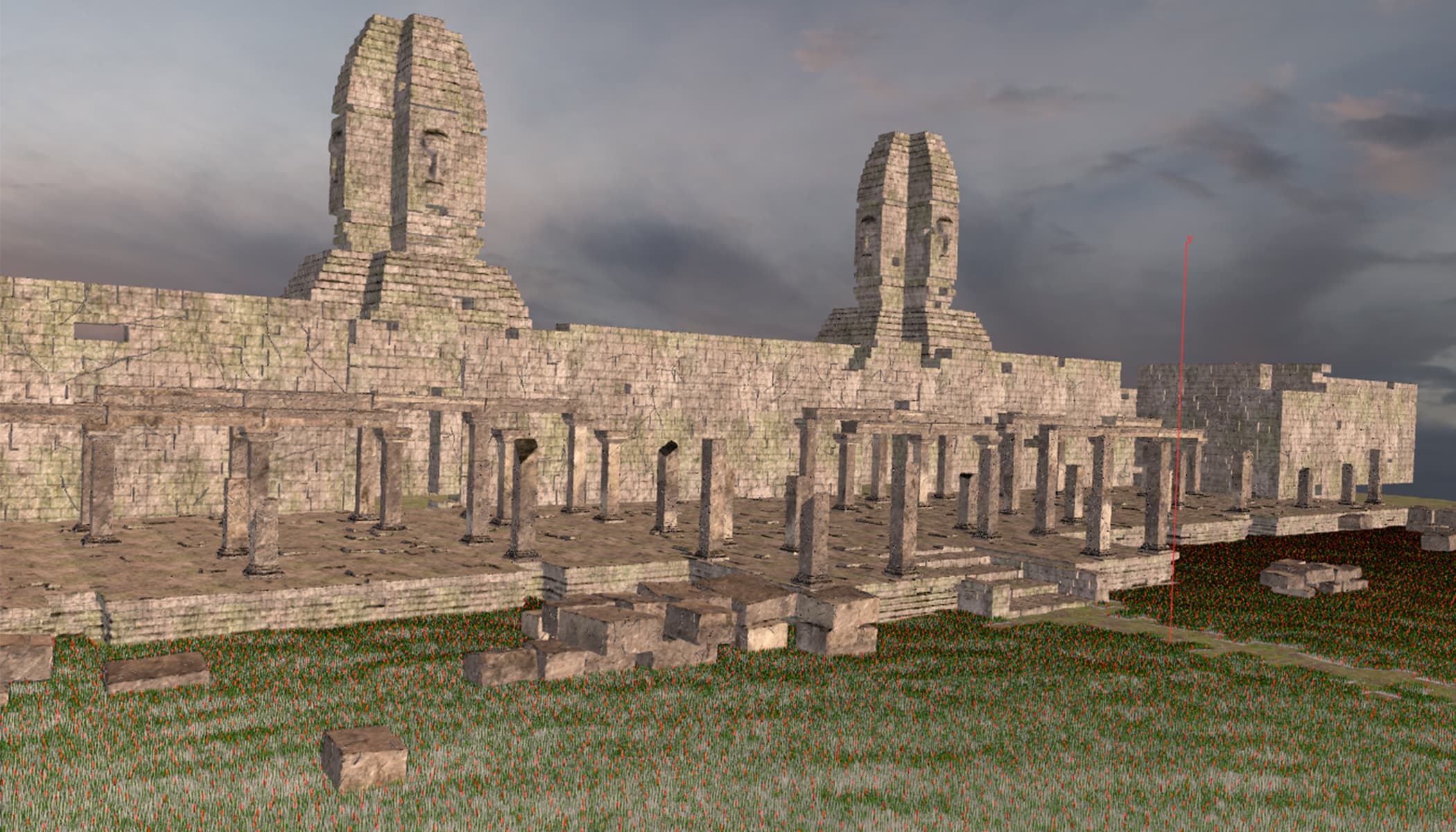 A realistic 3D model of the historic city of Angkor Thom rendered in Houdini using the ArcGIS CityEngine plugin