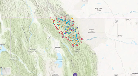 Un'app per Glacier National Park che consente agli utenti di esplorare e filtrare i luoghi di interesse