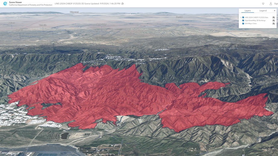 Public information map of fires in the United States.