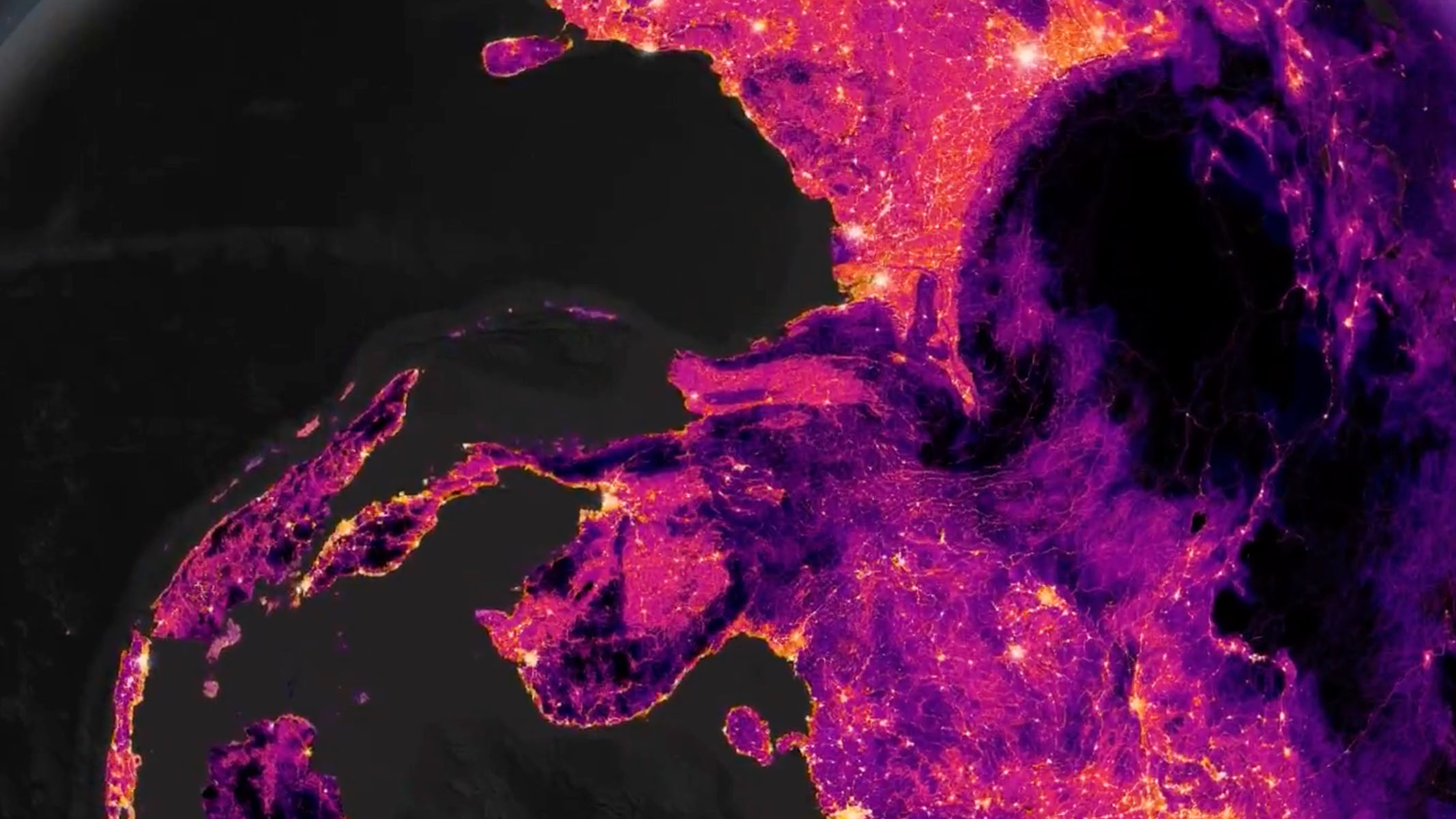 Um lindo mapa rosa e roxo com luzes brilhantes