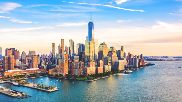 Panorama Nowego Jorku widziana z morza.