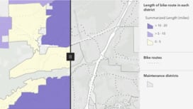 Map with one half gray and the other purple and yellow to show summary analysis with a legend on the right