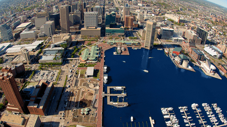 Aerial view of Baltimore Harbor