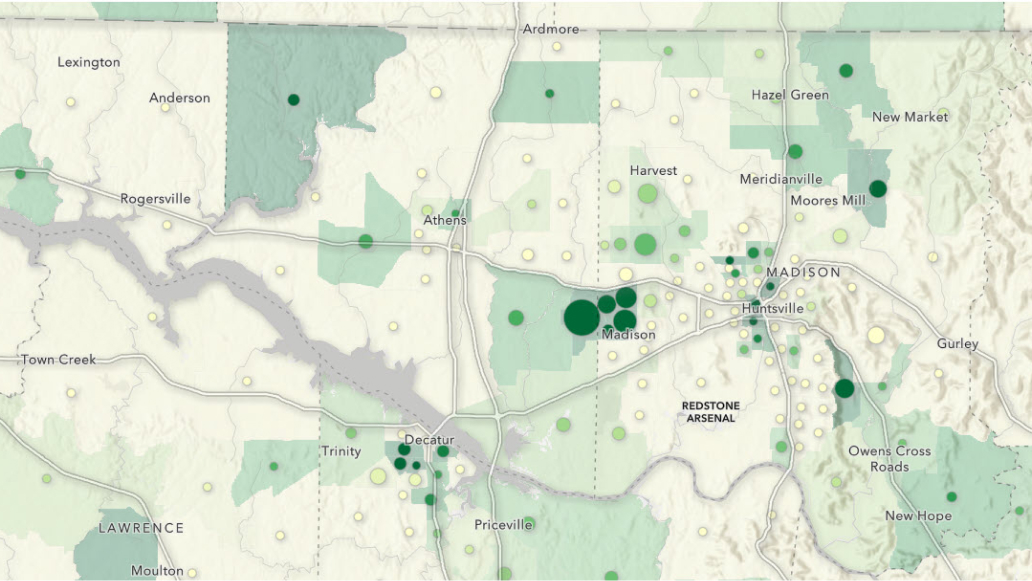 Map of Oklahoma with green dots indicating major cities.