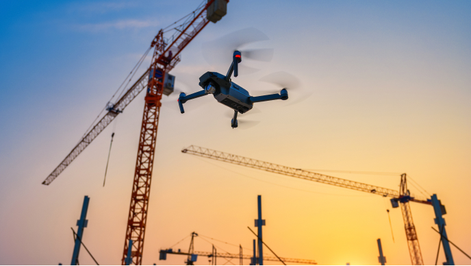 Public Works professionals flying a drone to capture aerial imagery 