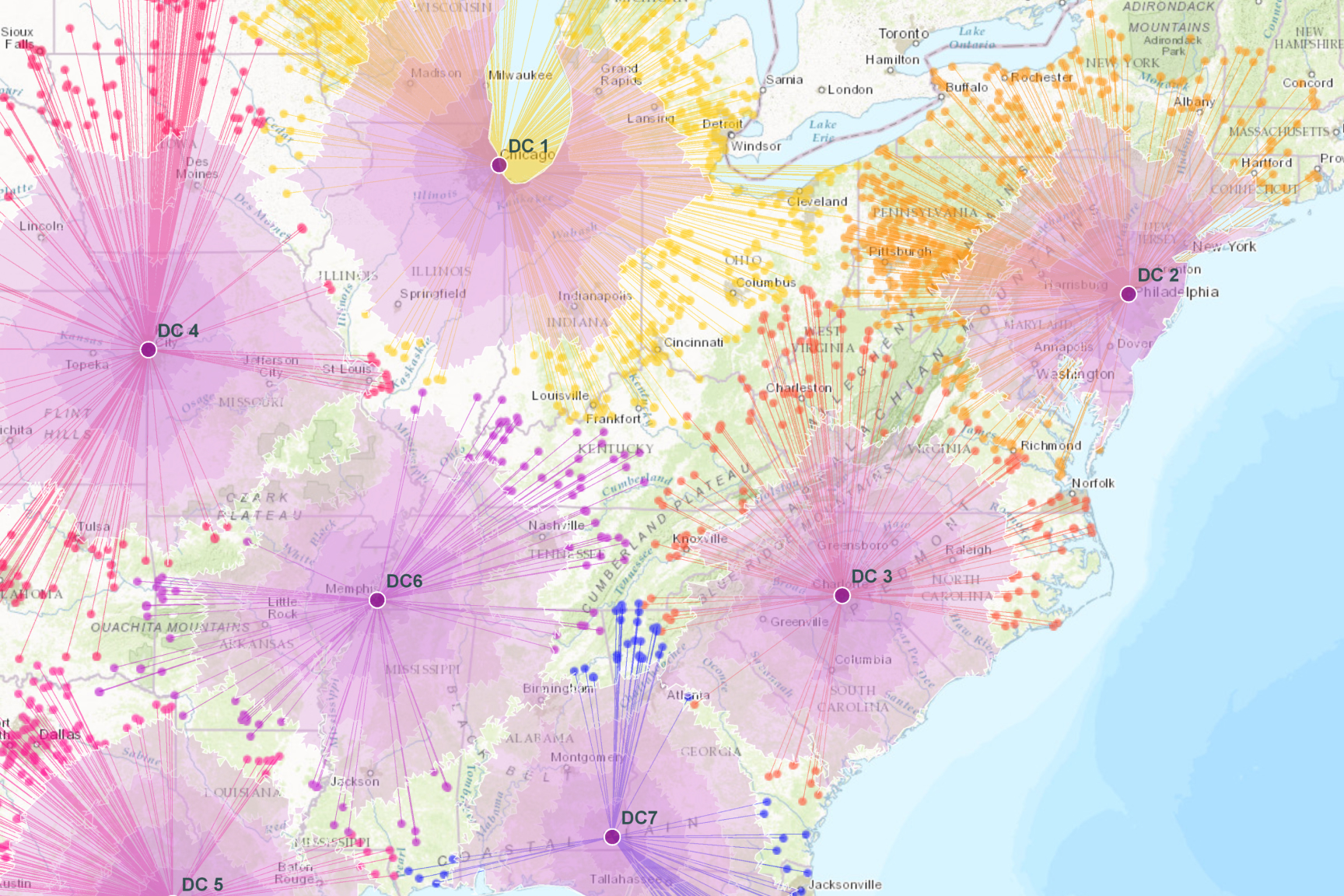 Colorful map images with various lines and data points.