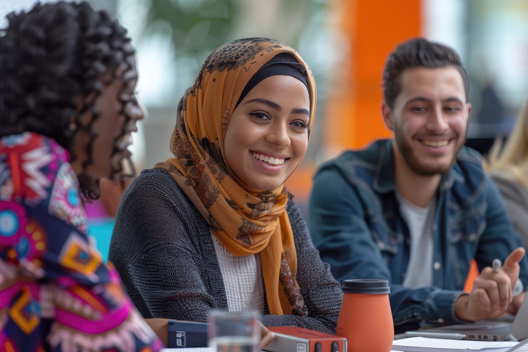 Image of diverse young professionals engaging in conversation