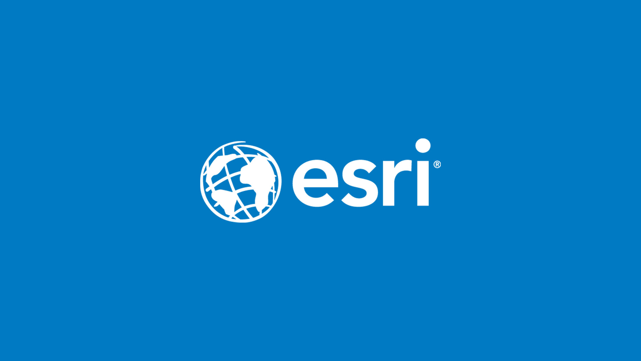 The Esri logo in white on a blue background with abstract white map graphics