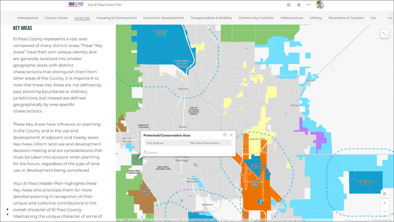 El Paso County staff leveraged ArcGIS StoryMaps to tell the story of their plan and help make it more engaging for the public.