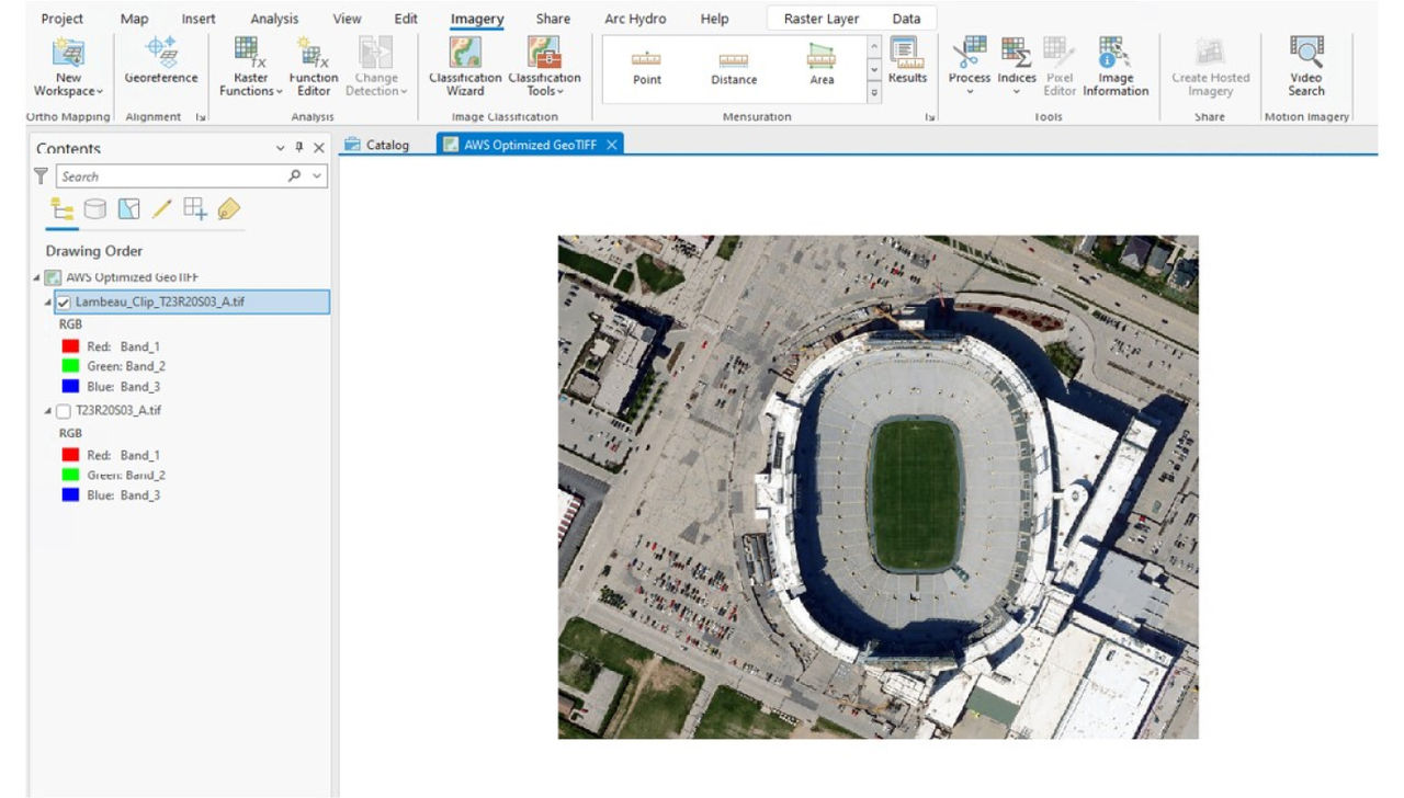Large imagery file of stadium is able to be processed within the portal 