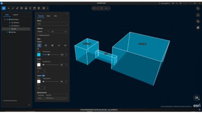 Blue 3D shapes representing buildings being created in ArcGIS Earth as a KML file