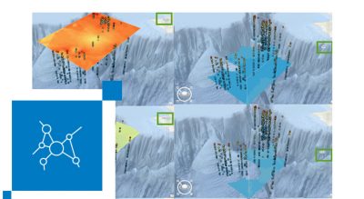 Tres modelos de interpolación espacial diferentes que muestran varios puntos de datos