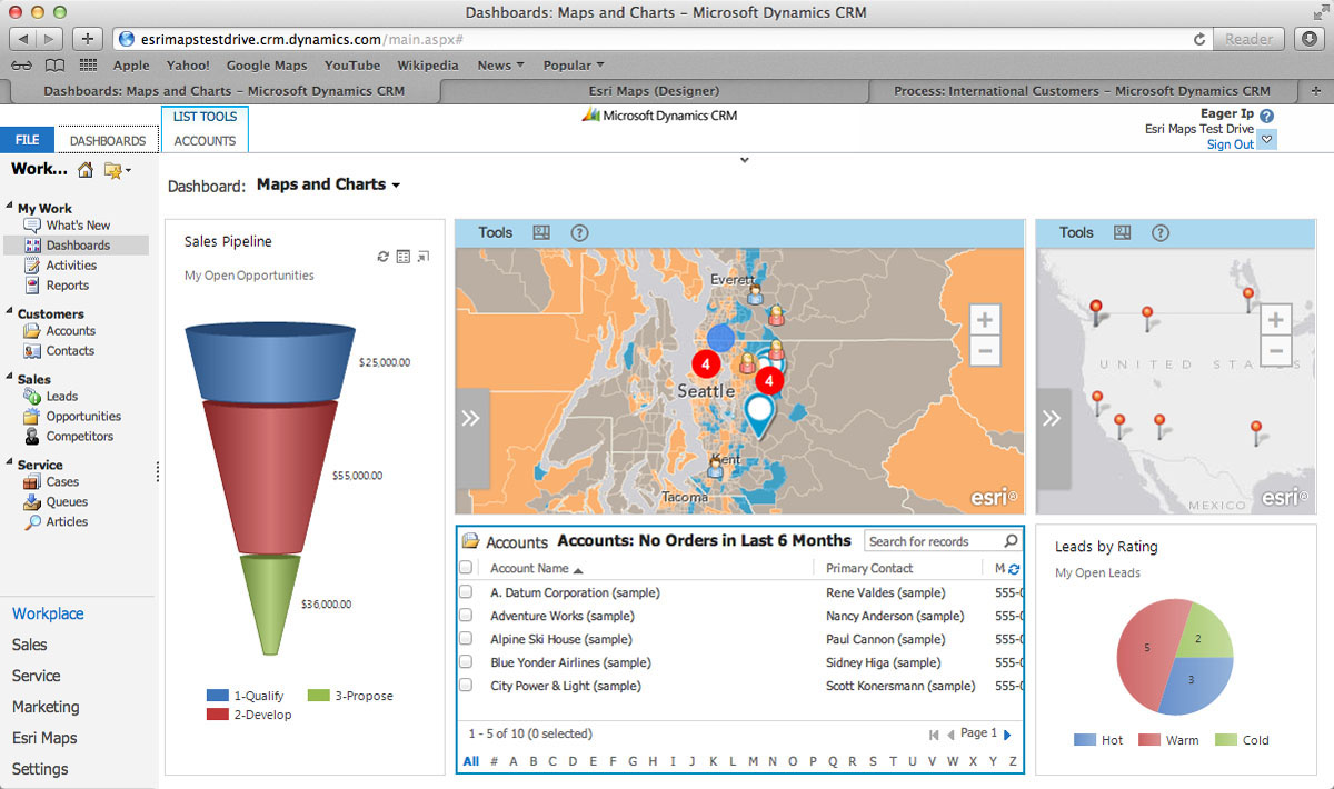 Карта esri. Microsoft Dynamics CRM. Дашборд с картой. Dashboard Map.